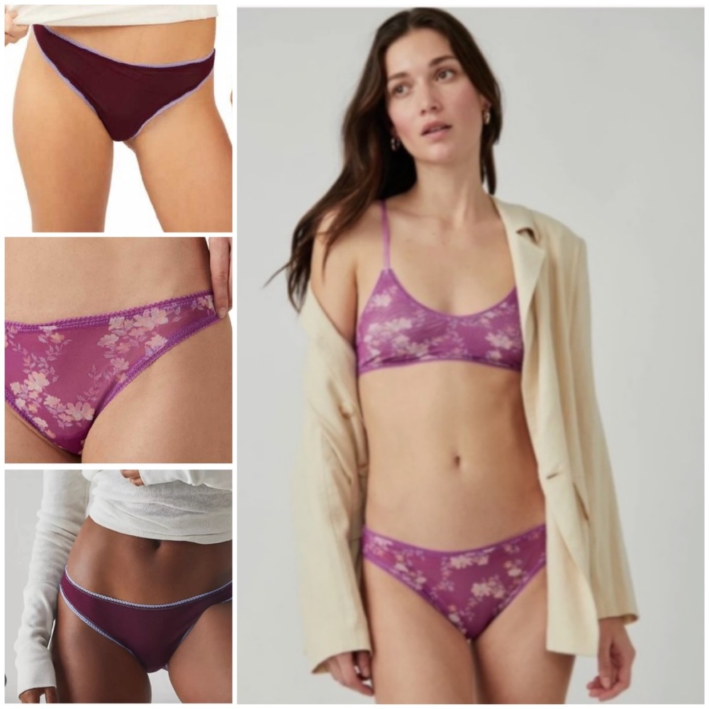 FP Intimatley Set Floral Pink Botanical Eggplant Blue Pic Panty Bikini Brief XL